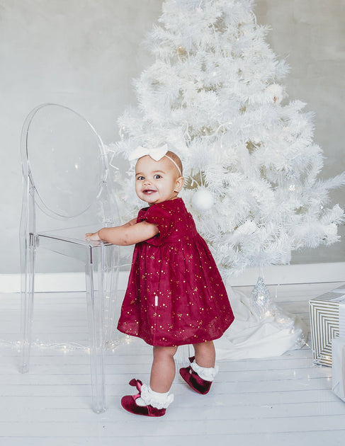Karibou Victoria Velvet Baby Mary Jane Shoes Cherry Red