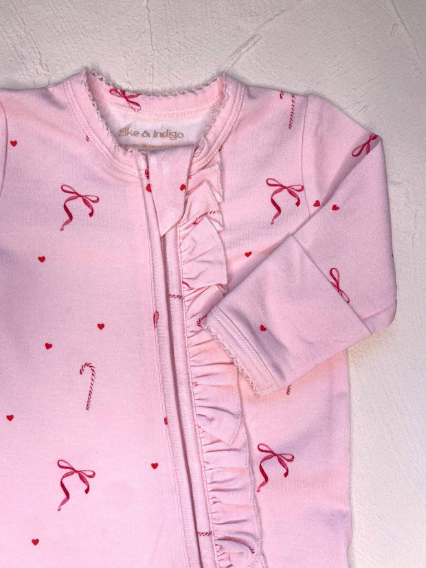 Elke & Indigo Bamboo/Organic Cotton Growsuit - Candy Christmas