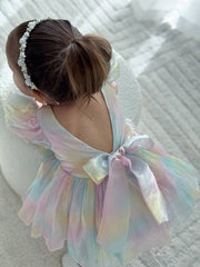 A Little Lacey Anastasia Girls Rainbow Organza Dress