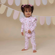 Alice’s Tea Party Organic Snugglesuit Convertible Romper with Frill