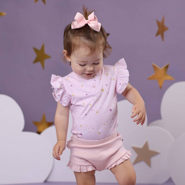 Snuggle Hunny Twinkle Short Sleeve Organic Bodysuit with Frill