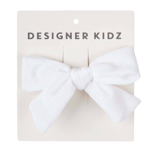 Designer Kidz Velvet Bow Hair Clip - Ivory