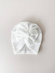 Petite & Co Waffle Bow Turban - White