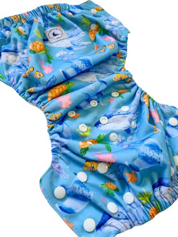 Little E & Co Reusable Swim Nappy & Mini Wet Bag Combo - Ocean