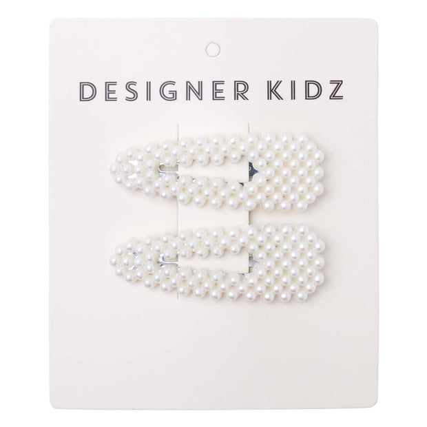 Designer Kidz Pearl Hair Clips - Ivory
