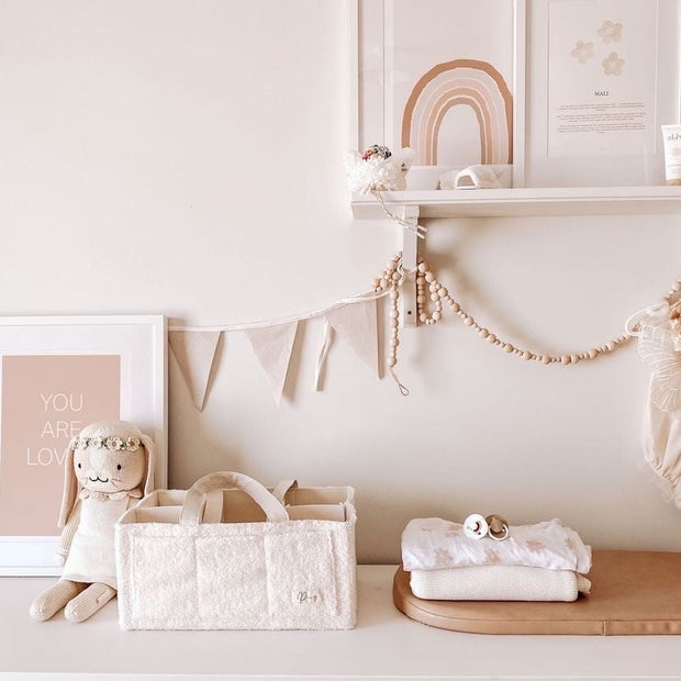 Petite & Co Nappy Caddy Organiser - Teddy - Bone Handles