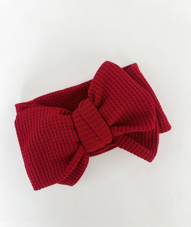 Petite & Co Chunky Waffle Bow Headband - Christmas Red