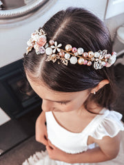A Little Lacey Aurora Girls Pearl Flower Headband