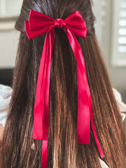 A Little Lacey Classic Deep Red Girls Hair Bow