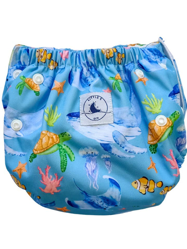 Little E & Co Reusable Swim Nappy & Mini Wet Bag Combo - Ocean
