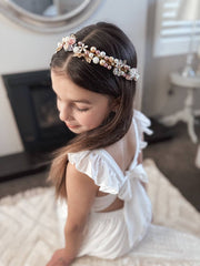 A Little Lacey Aurora Girls Pearl Flower Headband