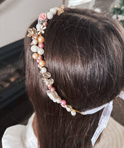 A Little Lacey Aurora Girls Pearl Flower Headband