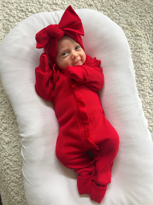 Petite & Co Flutter Ruffle Onesie - Red