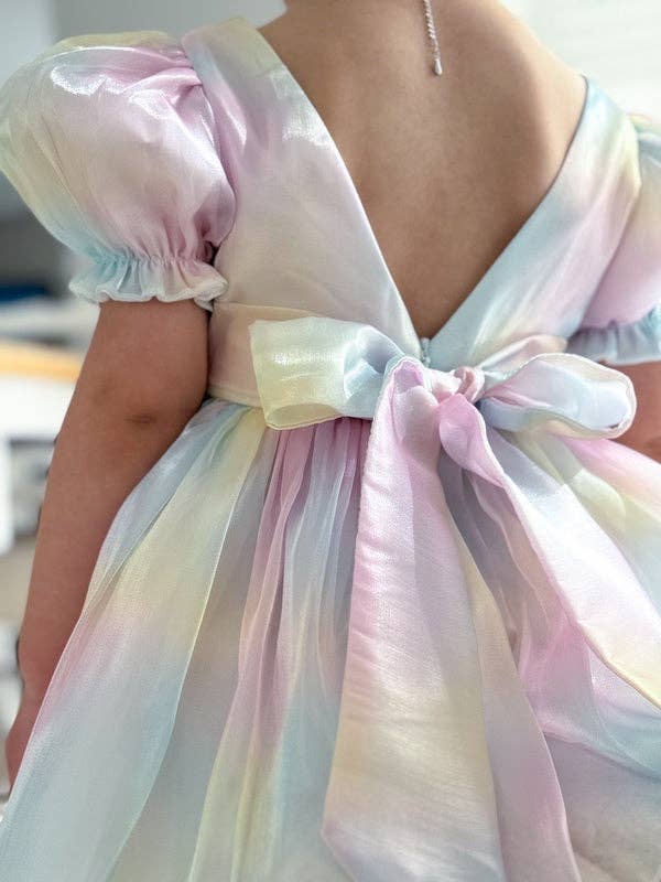 A Little Lacey Anastasia Girls Rainbow Organza Dress