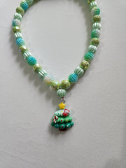 Sweet As Sugar Jewellery Beaded Necklace - Christmas Tree - Green