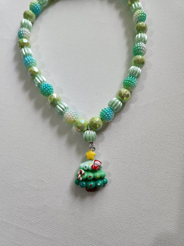 Sweet As Sugar Jewellery Beaded Necklace - Christmas Tree - Green