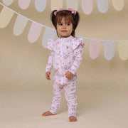 Alice’s Tea Party Organic Snugglesuit Convertible Romper with Frill
