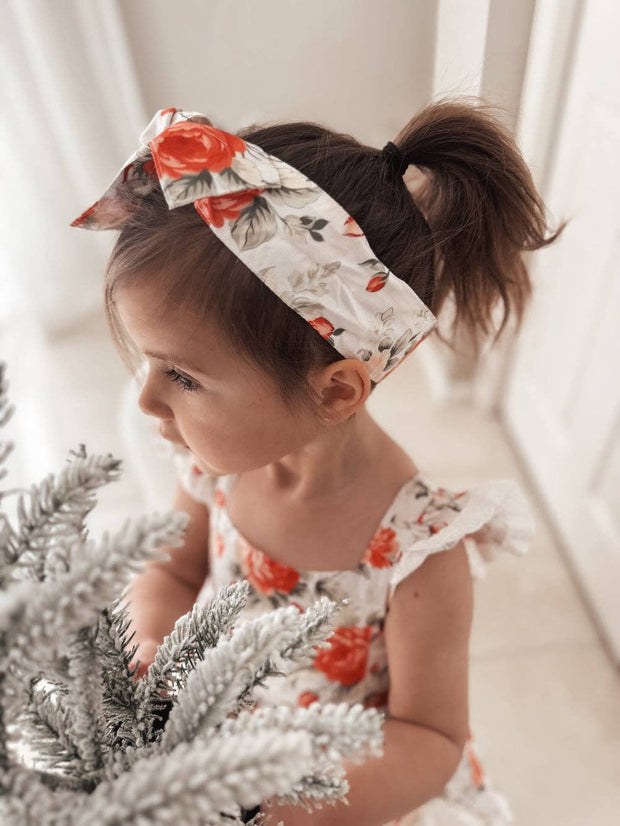 A Little Lacey Olive Baby Girls Floral Christmas Romper