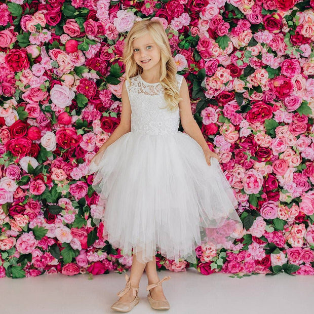 Designer Kidz Tara Heart Back Dress - Ivory