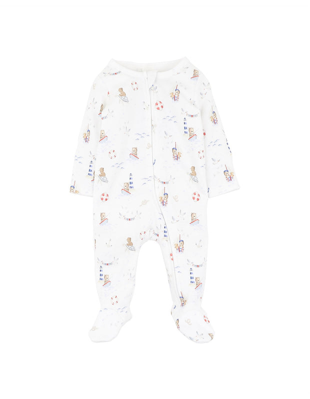 Bebe by Minihaha Organic Print Long Sleeve Zipsuit - Axel