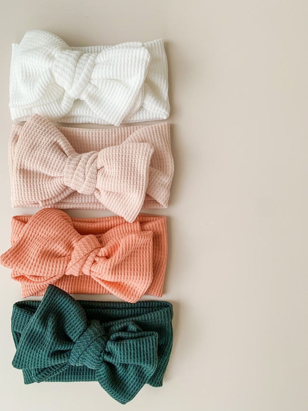 Petite & Co Chunky Waffle Bow Headband - White