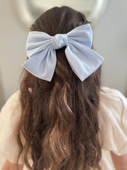 A Little Lacey Girls Blue Satin Bow