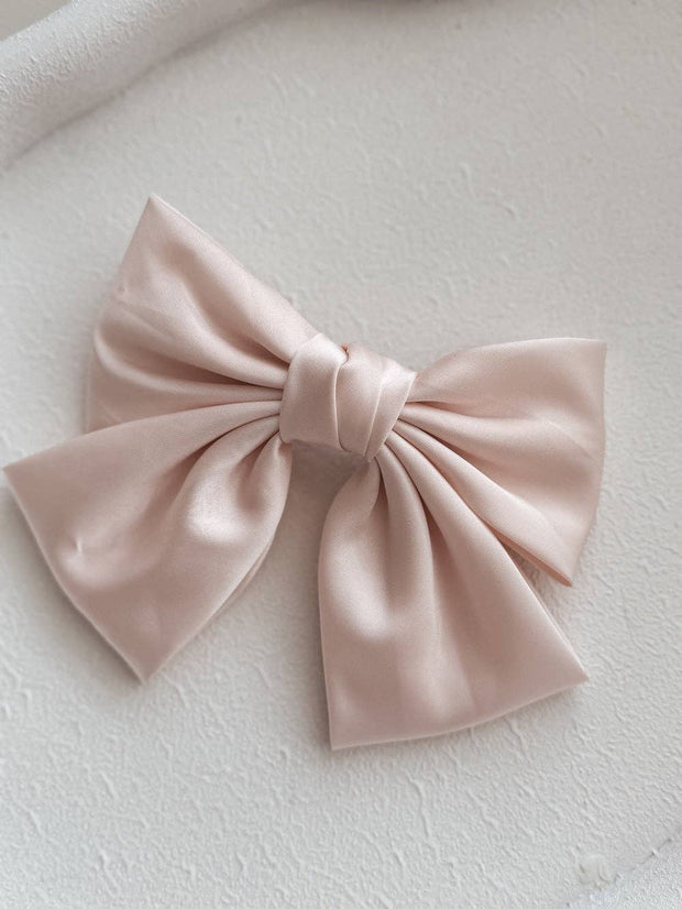 A Little Lacey Girls Pink Satin Bow
