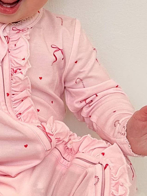 Elke & Indigo Bamboo/Organic Cotton Growsuit - Candy Christmas