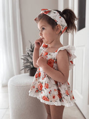A Little Lacey Olive Baby Girls Floral Christmas Romper
