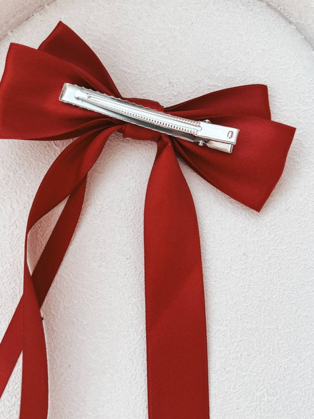 A Little Lacey Classic Deep Red Girls Hair Bow