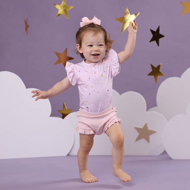 Snuggle Hunny Twinkle Short Sleeve Organic Bodysuit with Frill