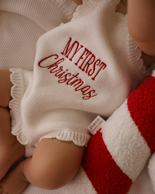 Elke & Indigo My First Christmas Romper - Scallop Edge