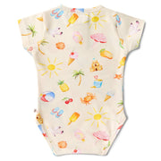 Snuggle Hunny Short Sleeve Organic Bodysuit - Beach Fun