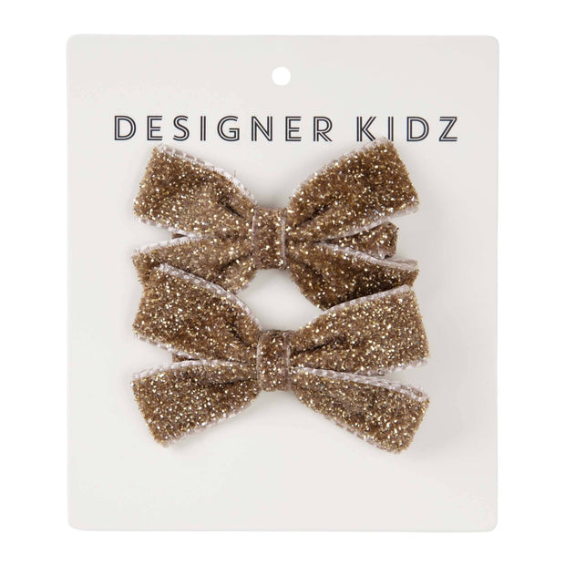 Designer Kidz Glitter Hair Clip Pack - Gold