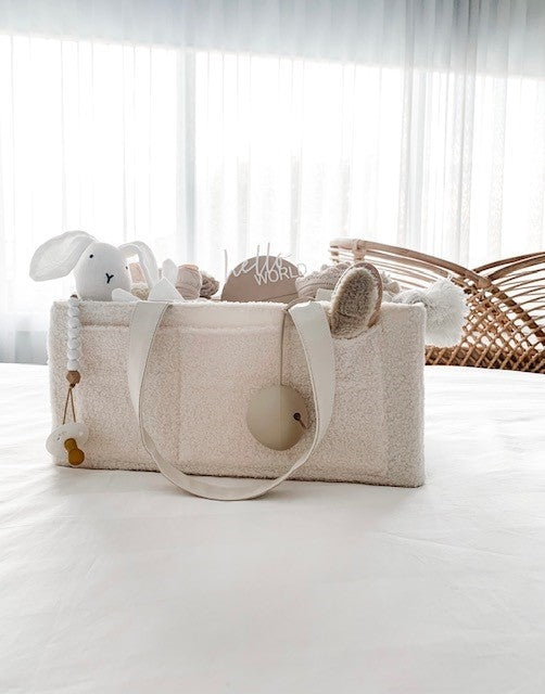 Petite & Co Nappy Caddy Organiser - Teddy - Bone Handles