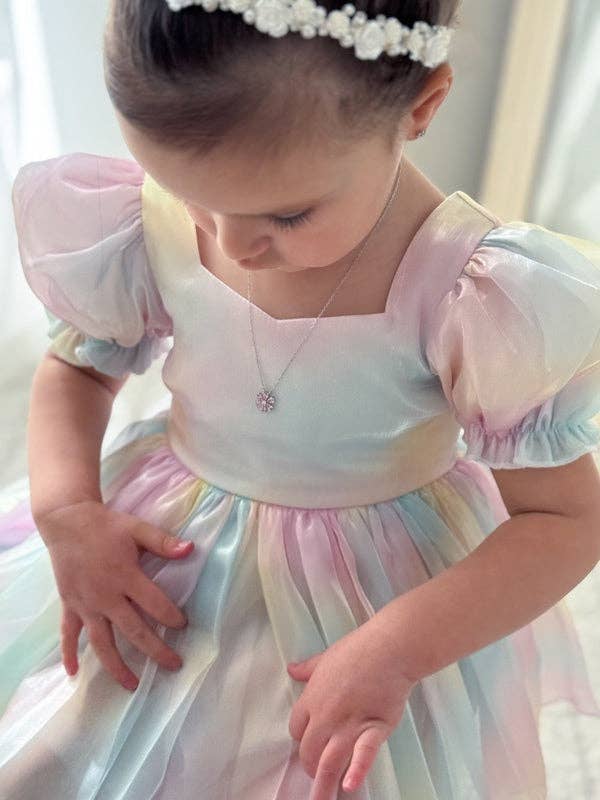A Little Lacey Anastasia Girls Rainbow Organza Dress