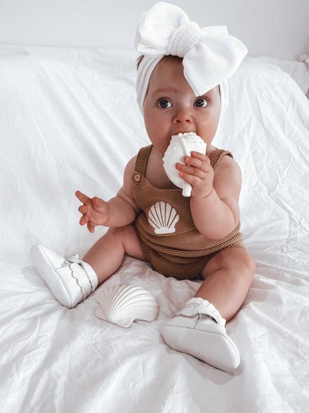 Petite & Co Chunky Waffle Bow Headband - White