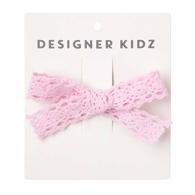 Designer Kidz Lace Bow Hair Clip - Pink