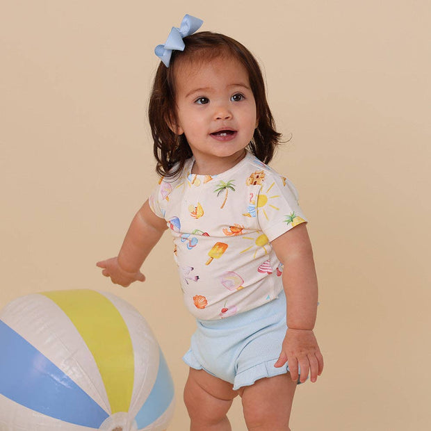 Snuggle Hunny Short Sleeve Organic Bodysuit - Beach Fun