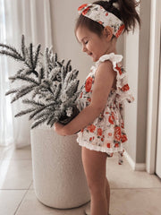 A Little Lacey Olive Baby Girls Floral Christmas Romper