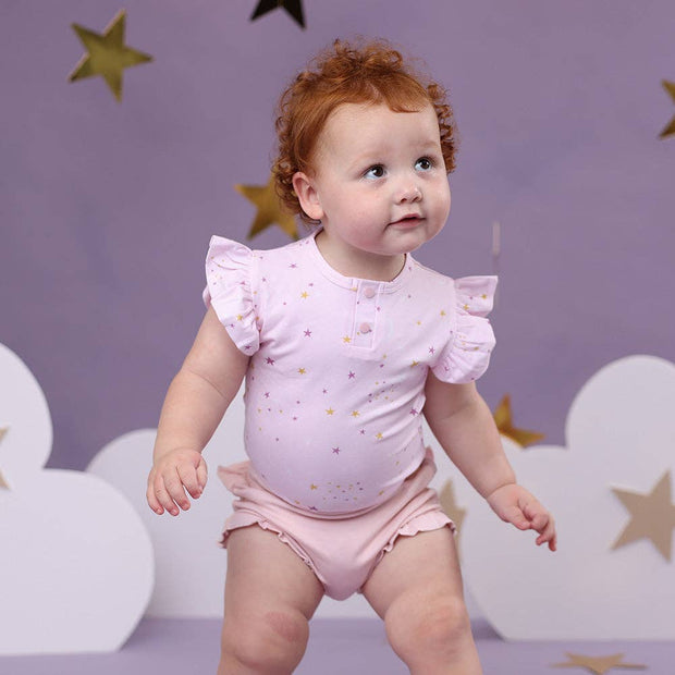 Snuggle Hunny Twinkle Short Sleeve Organic Bodysuit with Frill