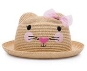 Billy Loves Audrey Girls' Princess Mouse Hat w/ Pink Tulle Bow On Ear - Natural/Pink - 54cm
