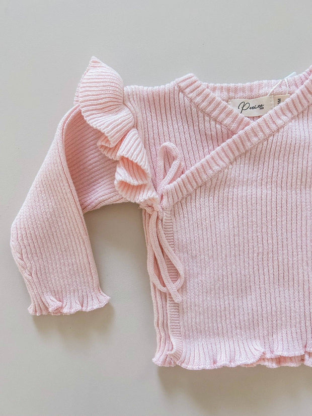 Petite & Co Ribbed Ruffle Kimino Set | Pink