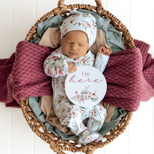 Snuggle Hunny Tea Party & Sage Reversible Milestone Cards