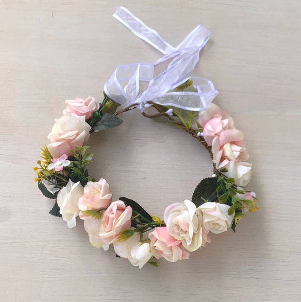 A Little Lacey Macie Girls Soft Pink Flower Crown