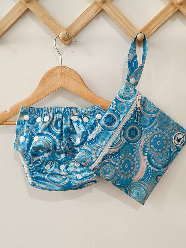 Little E & Co Reusable Swim Nappy & Mini Wet Bag Combo - Called Home To The Ocean