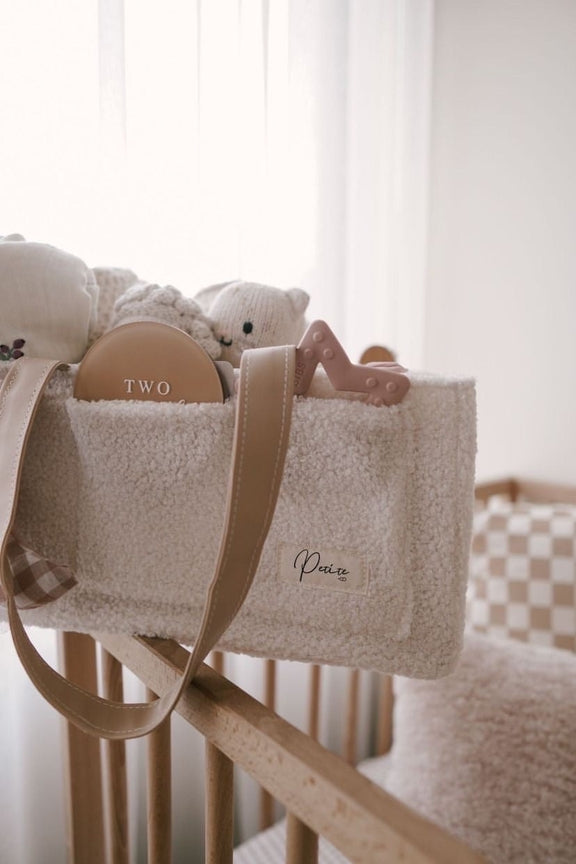Petite & Co Nappy Caddy Organiser -Teddy - Beige Handles