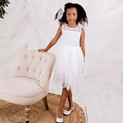 Designer Kidz Tara Heart Back Dress - Ivory