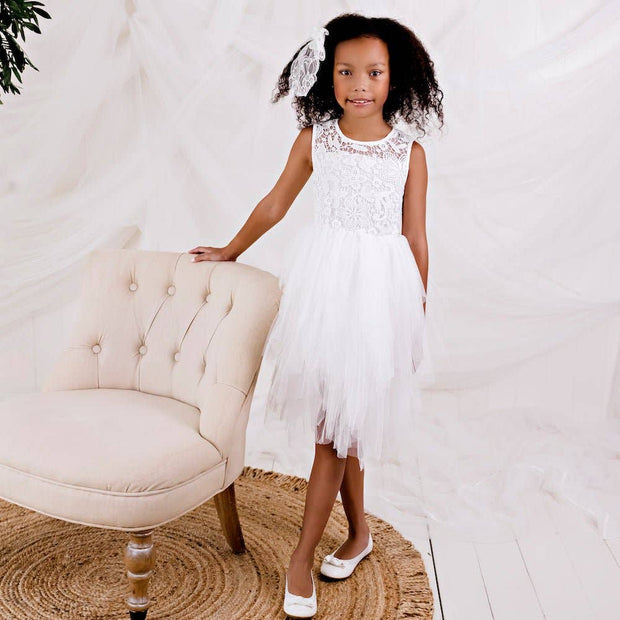 Designer Kidz Tara Heart Back Dress - Ivory