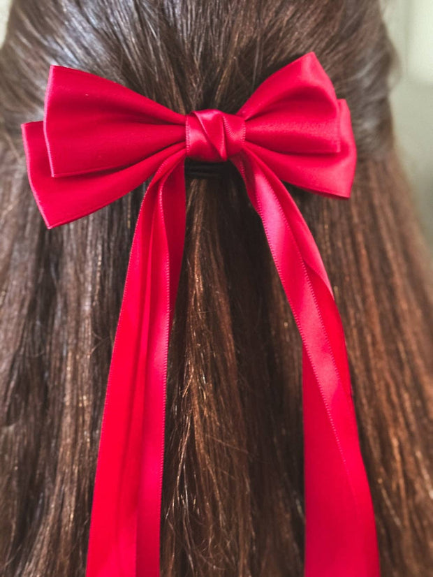A Little Lacey Classic Deep Red Girls Hair Bow